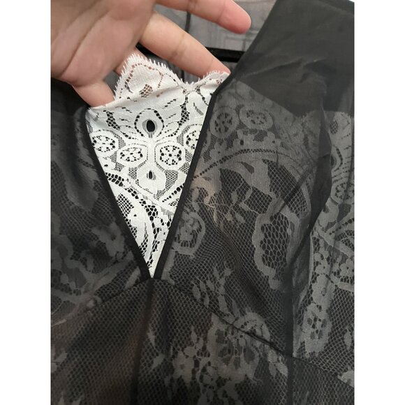Robert Rodriguez Black Silk White lace Cocktail Mini Designer Dress Size 4 - Picture 3 of 9